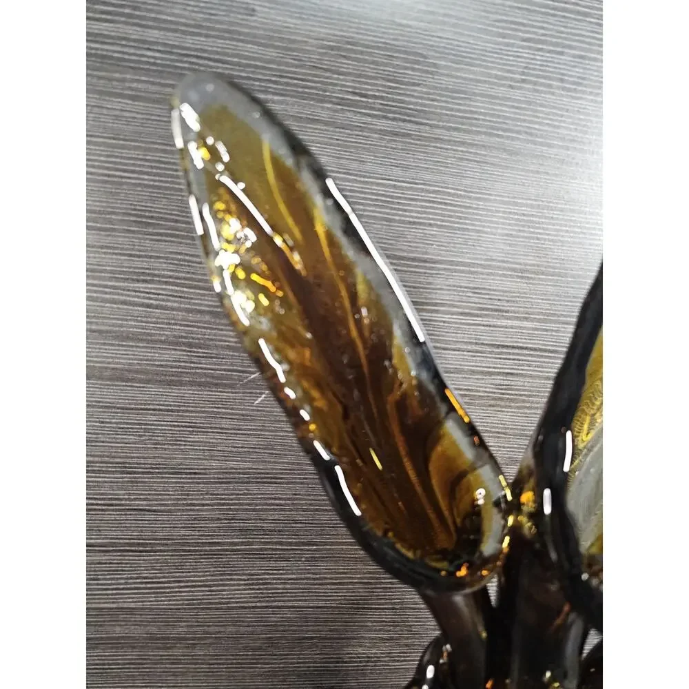 Vintage MCM Art Glass Amber Clear Triple Jack In The Pulpit 18.5 Sculpture Decor